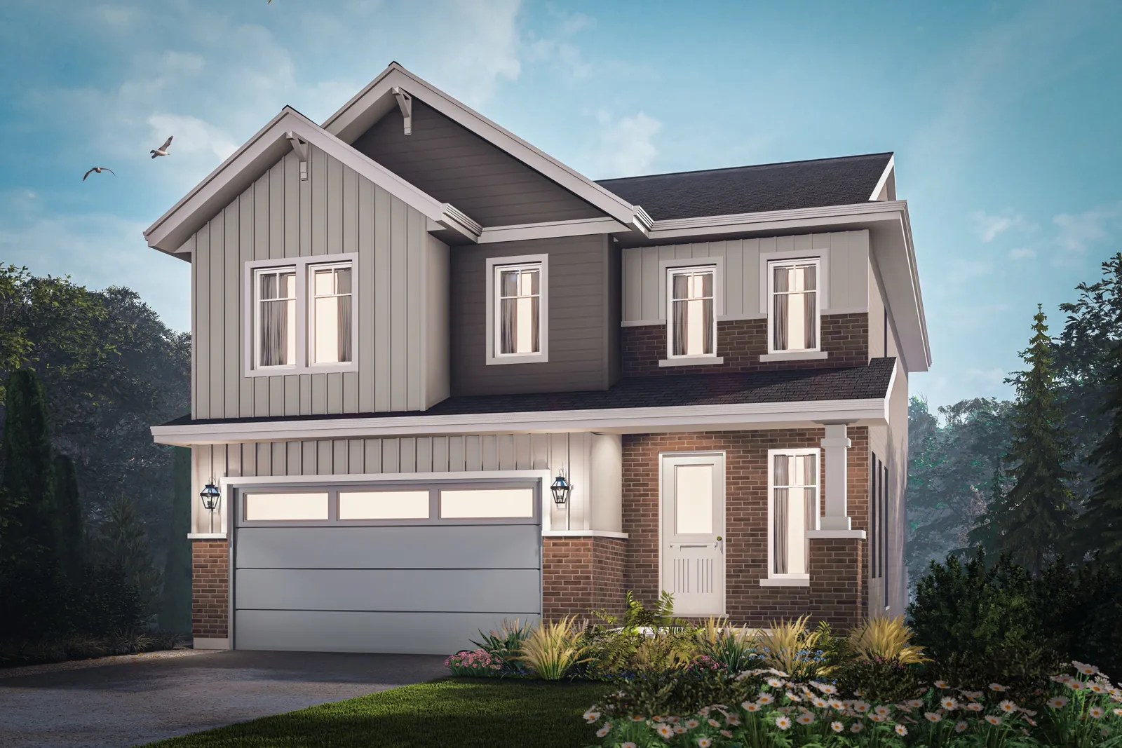 The Willow Craftsman exterior elevation rendering