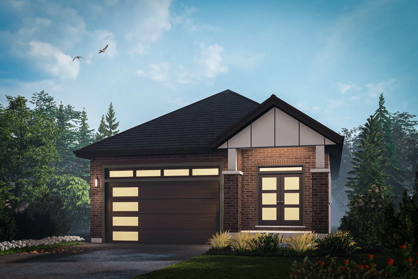 The Elm Modern exterior elevation rendering
