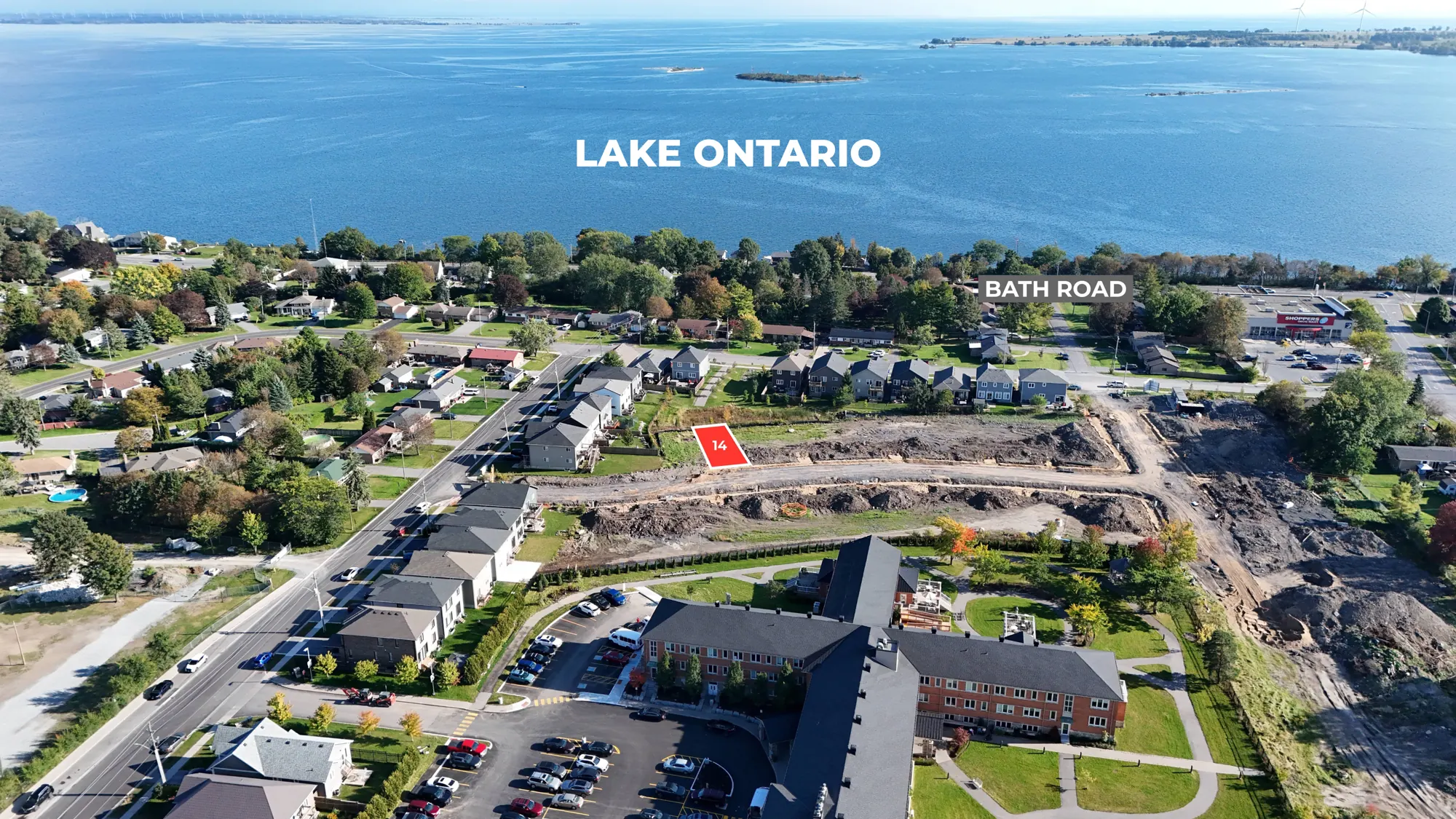 Aerial drone photo of Loyalist Shores Lot 14