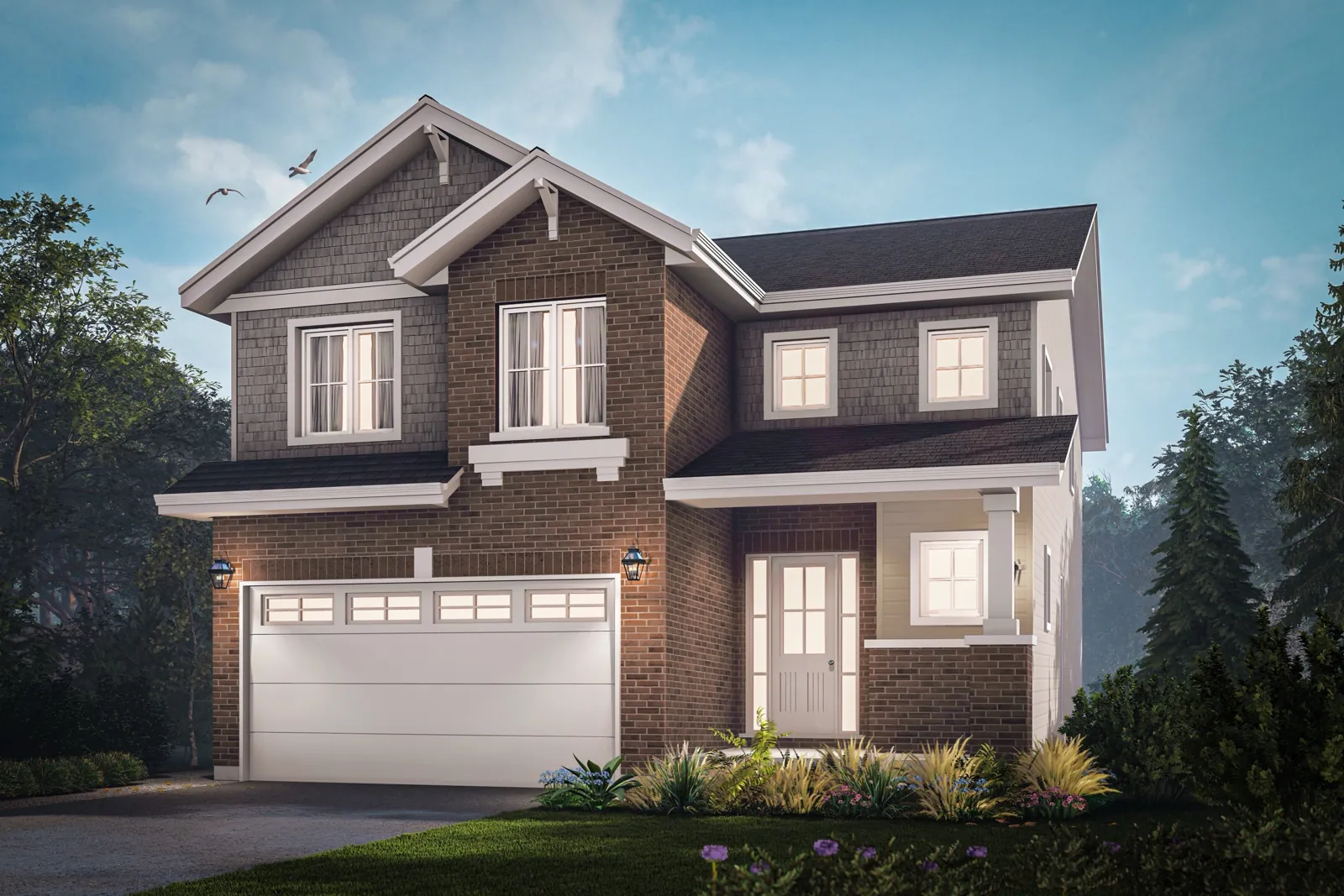 The Aspen Craftsman exterior elevation rendering